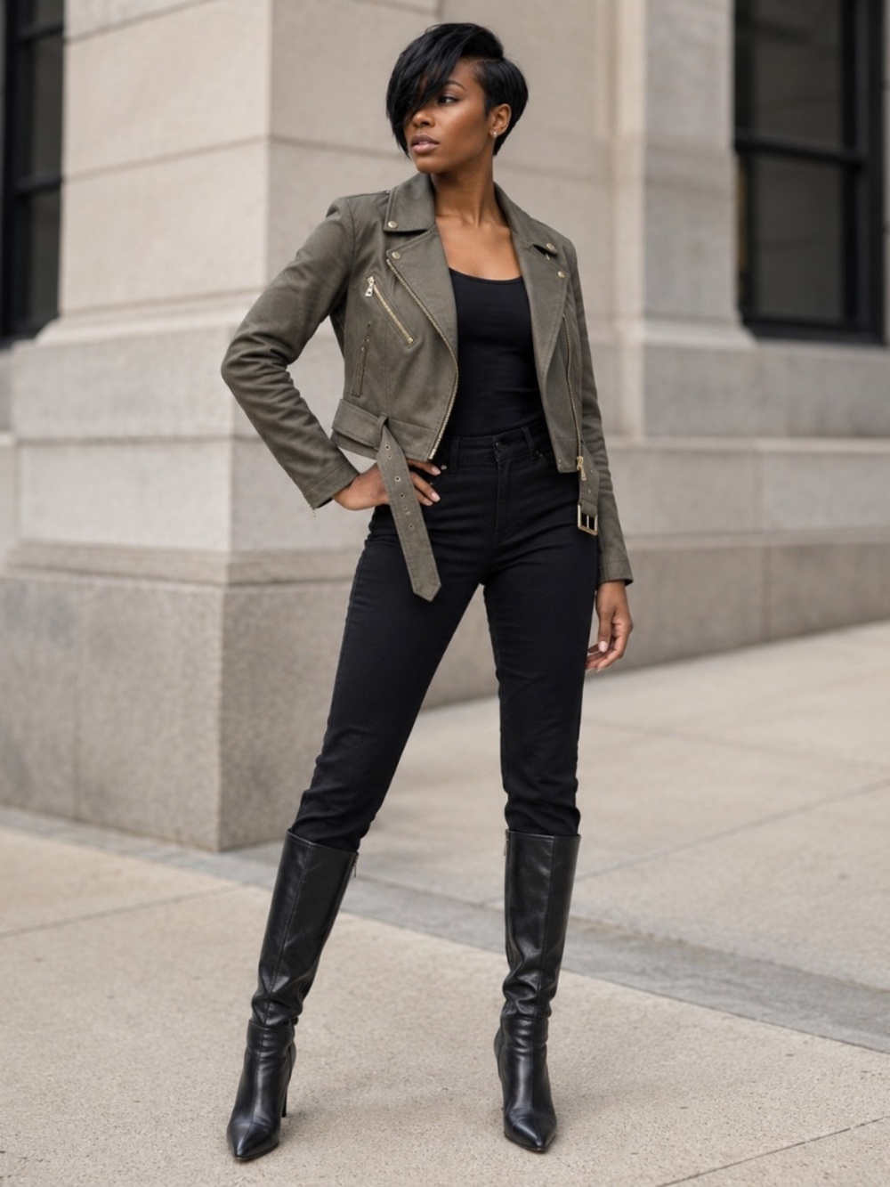NWT | Express | Olive Belted Moto Utility Jacket | Size XS
